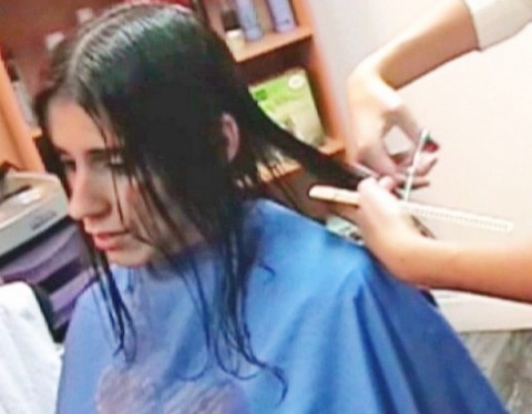 GORGEOUS HAIRCUT IN LONG DARK HAIR