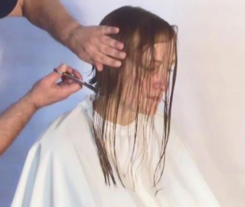 FROM LONG PONYTAIL TO A SHORT SQUARE BOB BY A BARBER